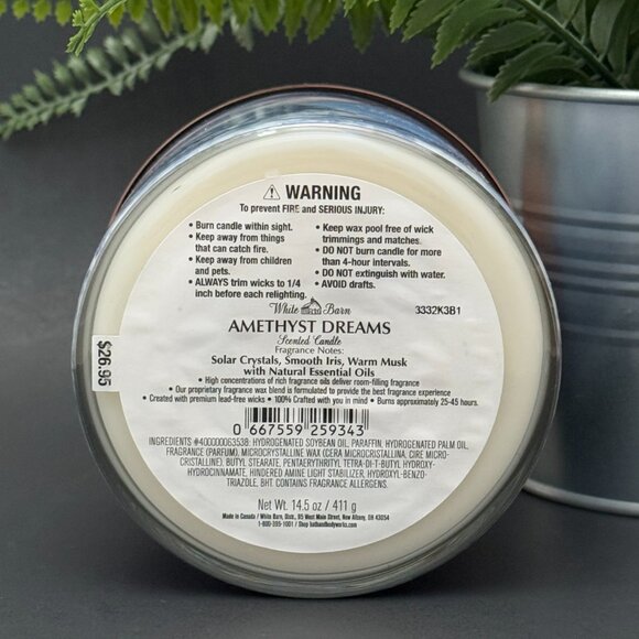BBW Amethyst Dreams White Barn Bath & Body Works 3 Wick Candle - Picture 9 of 10
